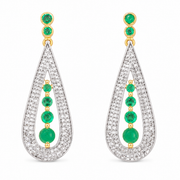 Gold Emerald Diamond Drop Earrings