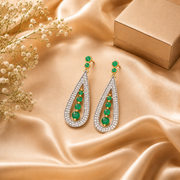 Gold Emerald Diamond Drop Earrings