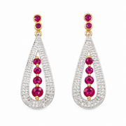 Gold Ruby Diamond Earrings