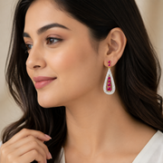Gold Ruby Diamond Earrings
