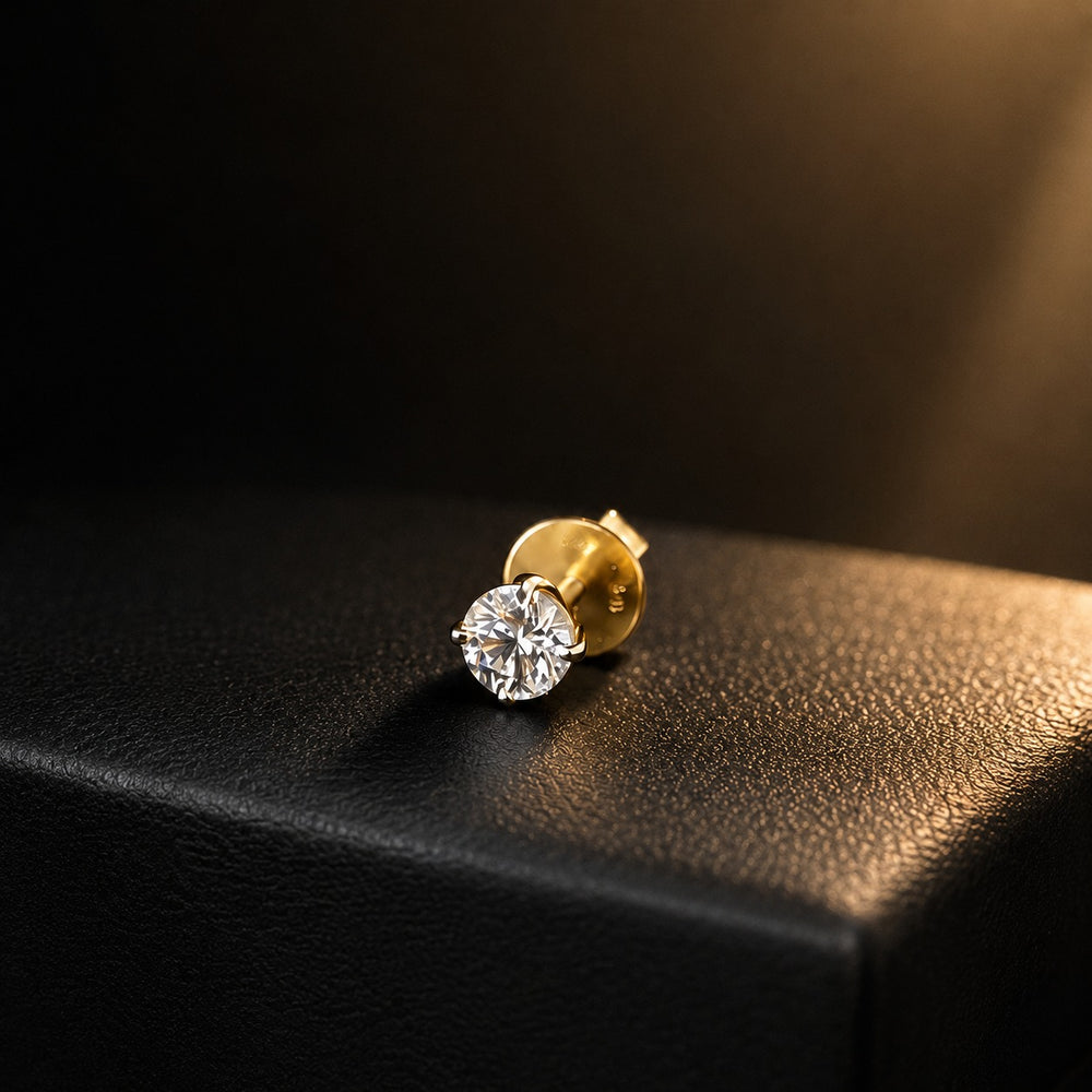 Men's Round Solitaire Stud