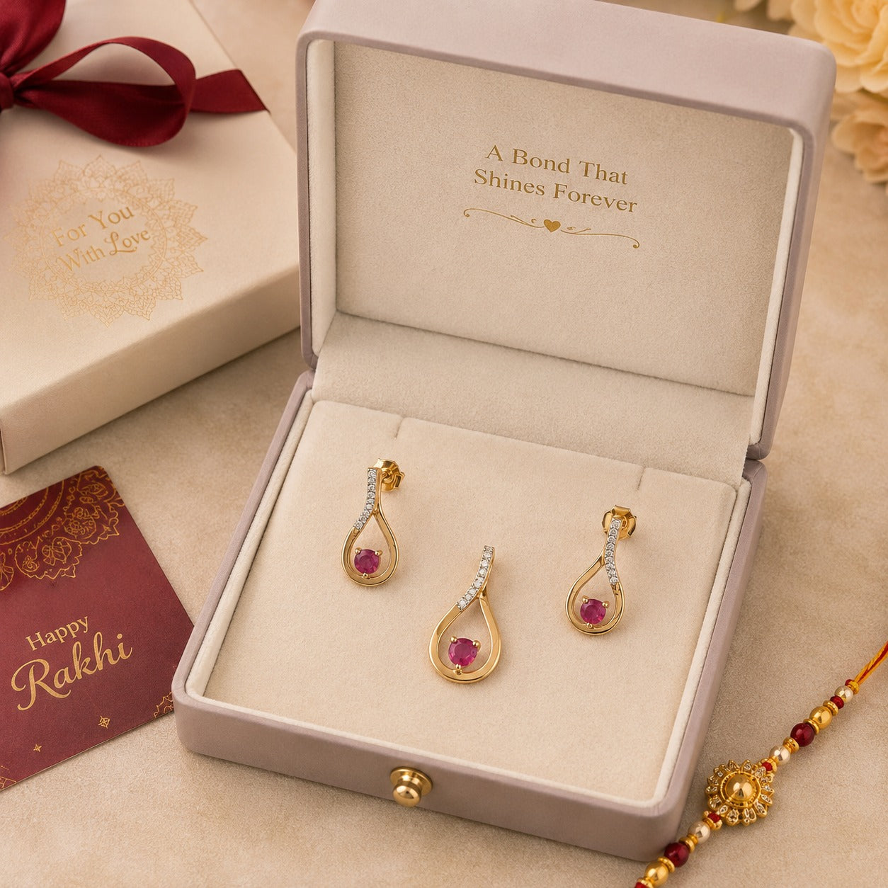 Ruby Pendant Set