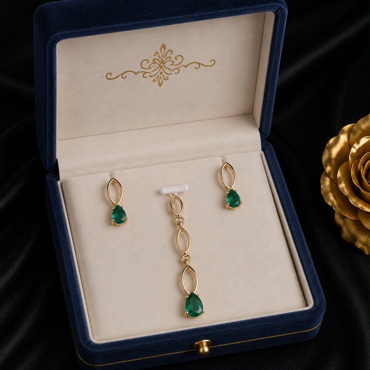 Gold Gemstone Pendant Set