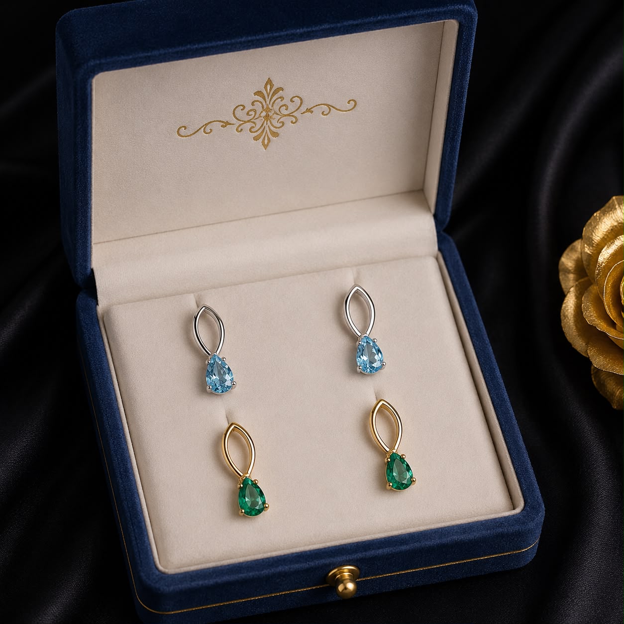 Gold Gemstone Pendant Set