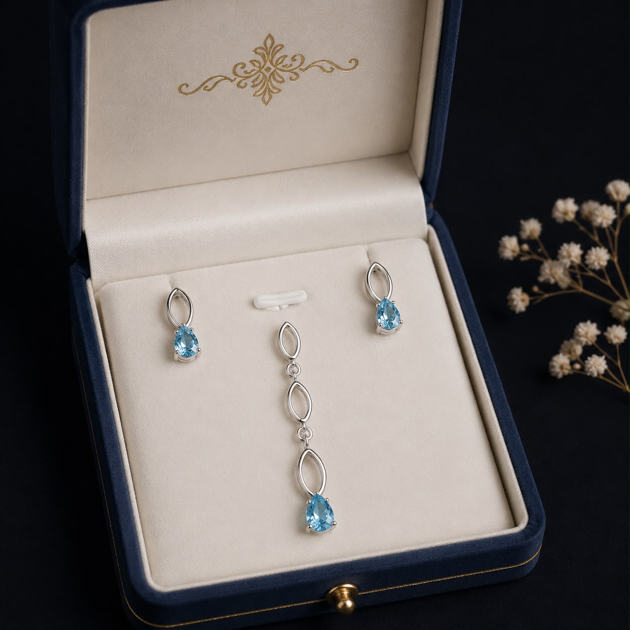 Gold Gemstone Pendant Set